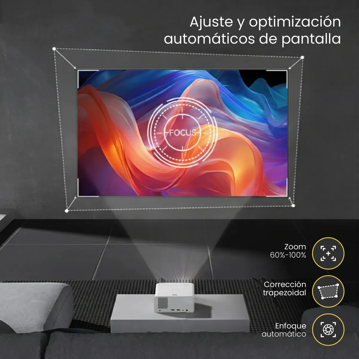 Proyector Portatil Smart Hexa 8000lm Wifi Bt Android Levo Blanco