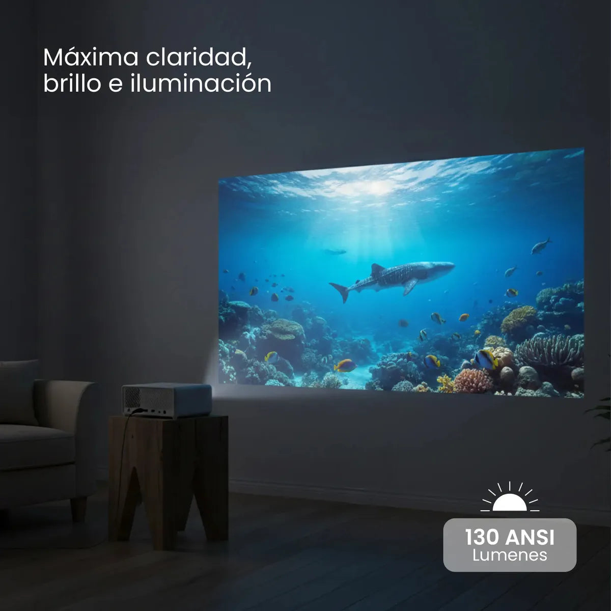 Proyector Portatil Smart Hexa 8000lm Wifi Bt Android Levo Blanco