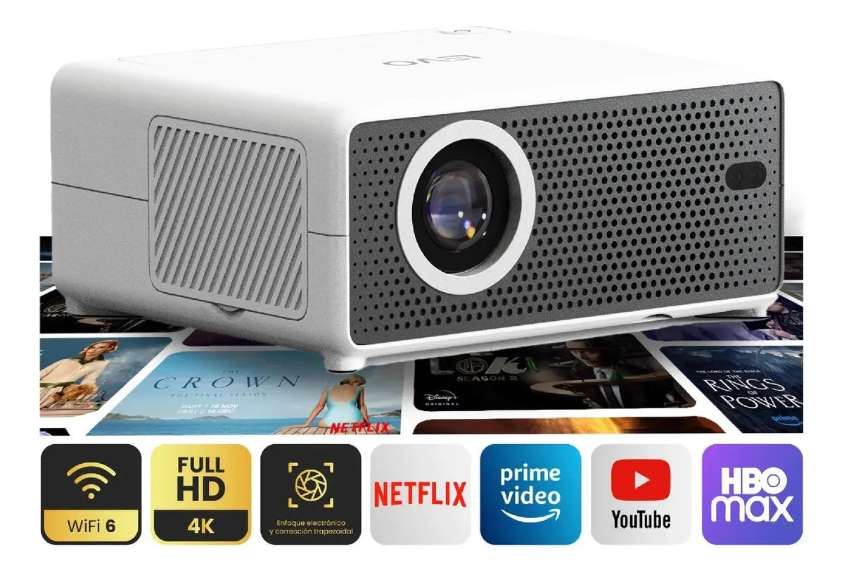 Proyector Portatil Smart Hexa 8000lm Wifi Bt Android Levo Blanco